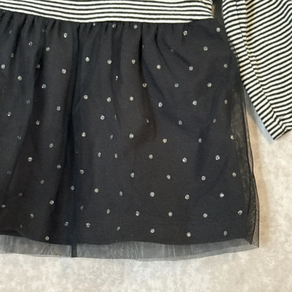 NWT‎ Carters Black Cat Halloween Tulle Dress Size 0-3 Months Stripes Polka Dot